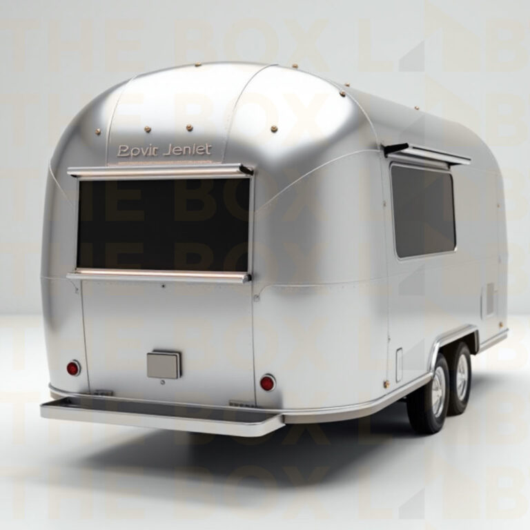 Stainless steel mobile food trailer with fully equipped kitchen setup